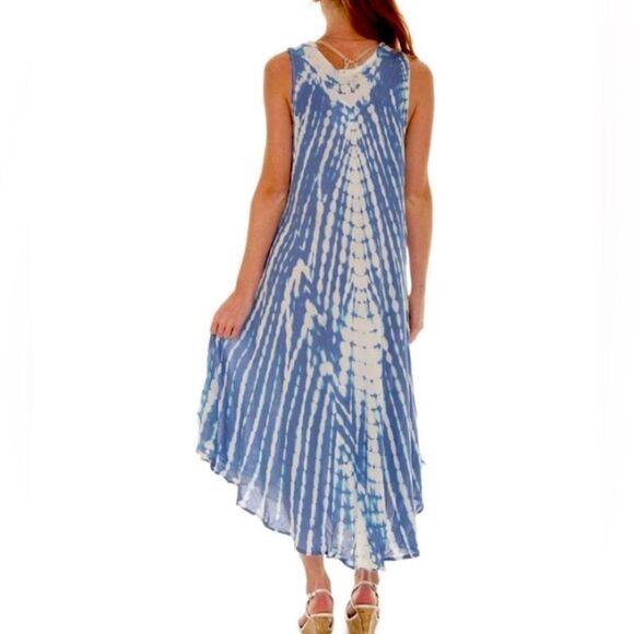 SHORELINE Summer Shift Dress Women Multiple Sizes Blue Tie-Dye Sleeveless NEW - Picture 3 of 12